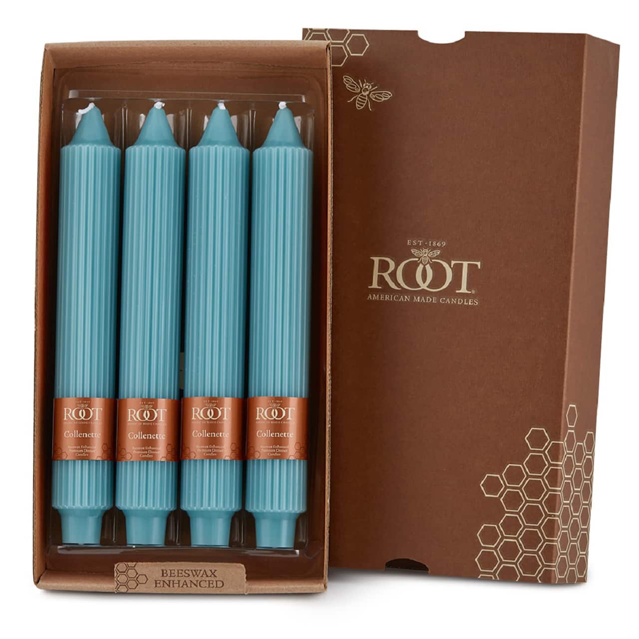 Root Candles 9" Unscented Grecian Collenette Taper Candles, 4ct.